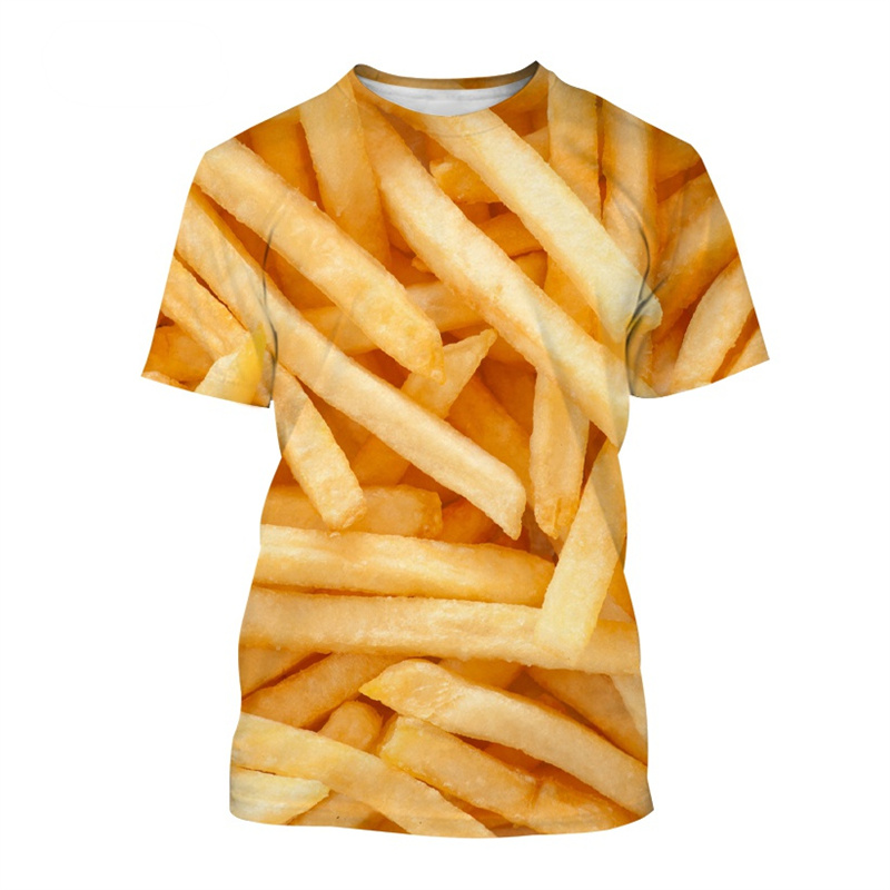 French Fries Pattern T Shirt F - 3D Printing In Food ulasan dan harga