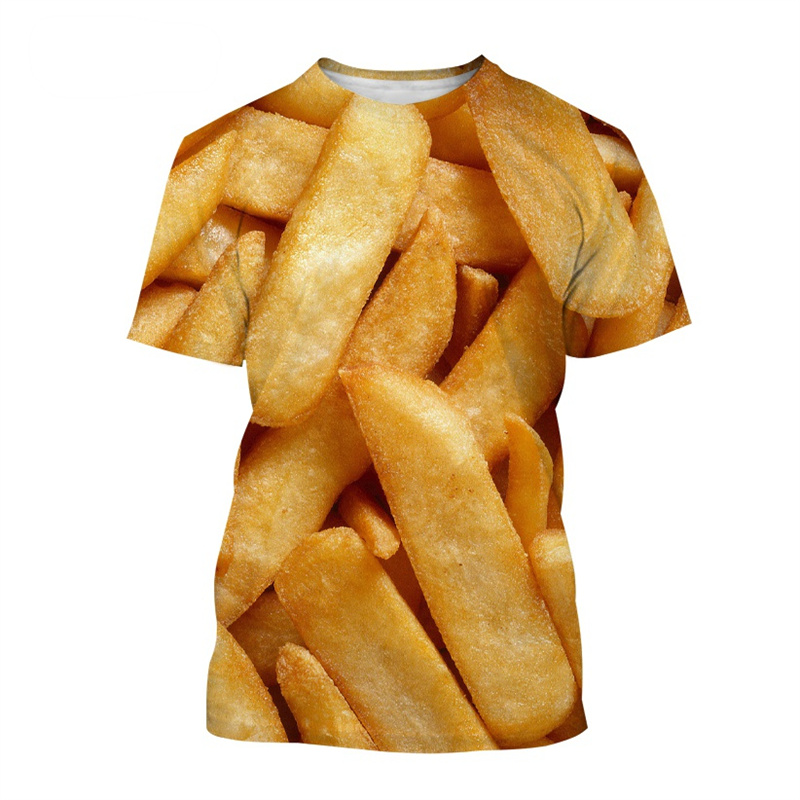 French Fries Pattern T Shirt F - 3D Printing In Food ulasan dan harga