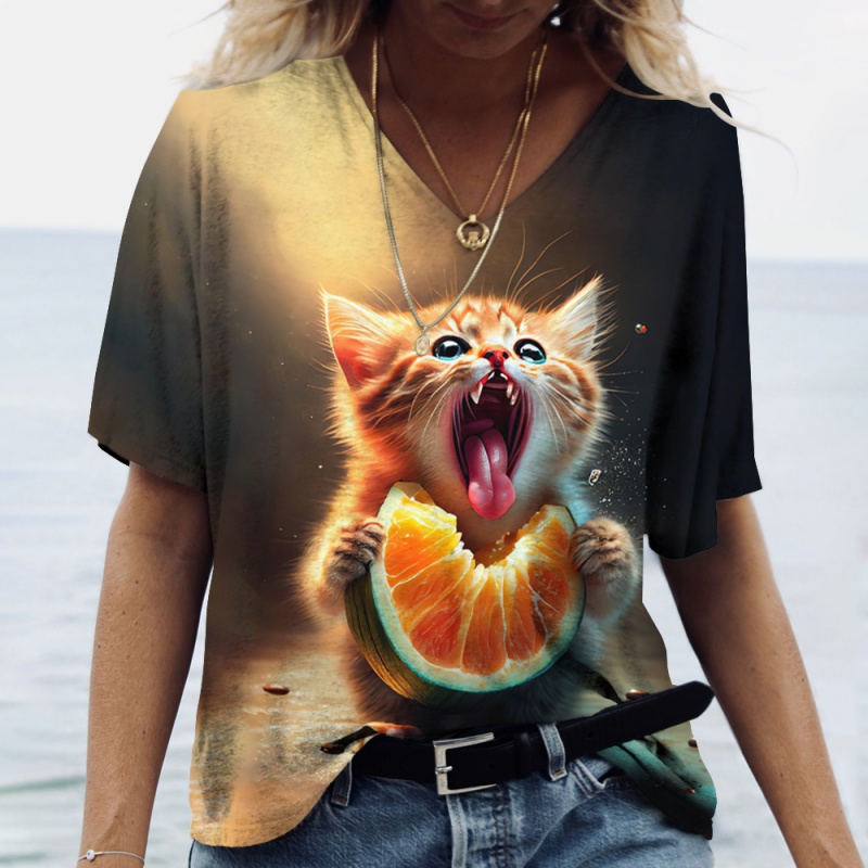 Fun Cat Food Pattern T Shirt F - 3D Printing In Food ulasan dan harga